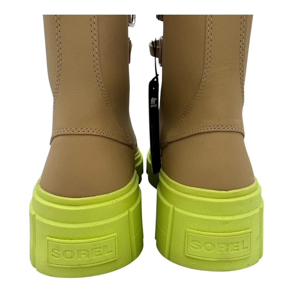 SOREL Boots Women 10 Caribou Waterproof Leather Chunky Lug Sole Outdoor Tan